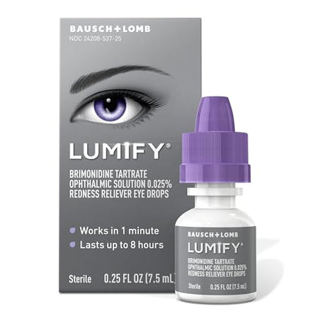 LUMIFY Redness Reliever Eye Drops, clinically proven to reduce eye redness and enhance the natural whiteness of eyes for a brighter, more refreshed look.