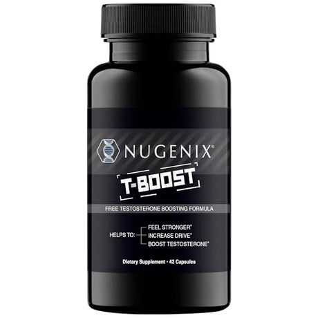Nugenix T Boost Free Testosterone Booster Supplement for Men, 42 count, designed to naturally support testosterone levels, increase energy, and enhance performance.
