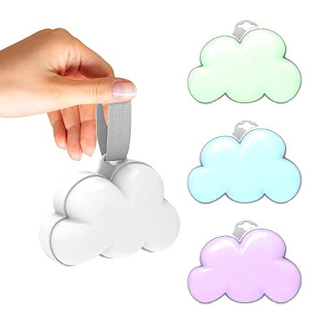 Pure Enrichment PureBaby Cloud Portable Sound Machine and Night Light, designed to soothe babies with calming sounds and a soft night light, ideal for travel or nursery use.